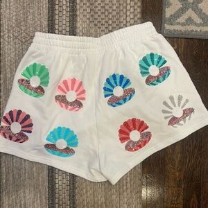 Queen of Sparkles Large Clam Shell Short White Bling